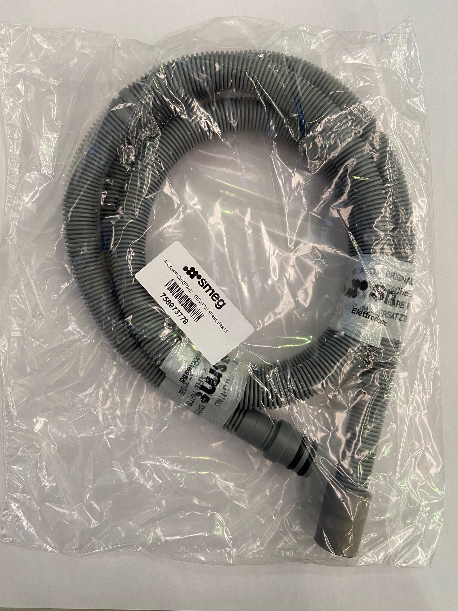 758973779 Genuine smeg dishwasher drain hose 1.9m compatible with indesit, whirlpool