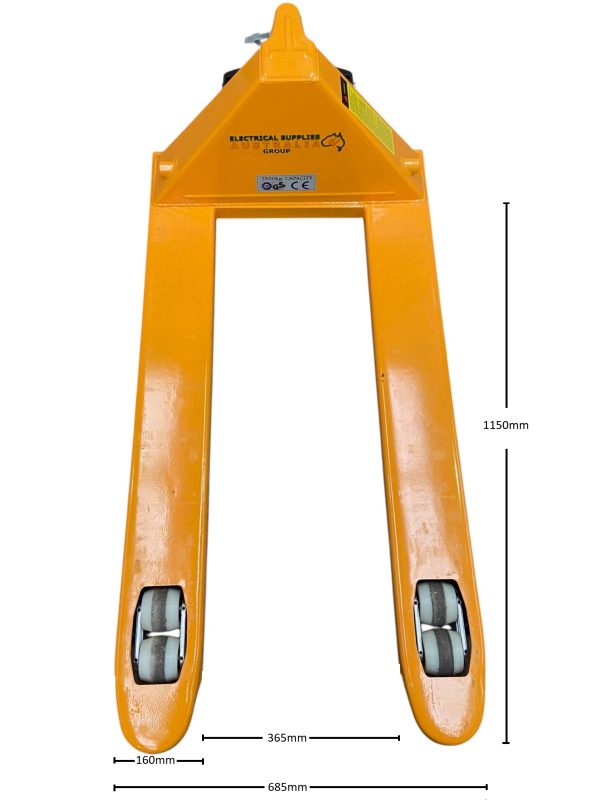 2.5ton Pallet Jack 685mm wide 1150mm Fork Length 6 Wheel Heavy Duty Nylon Wheels - Image 4